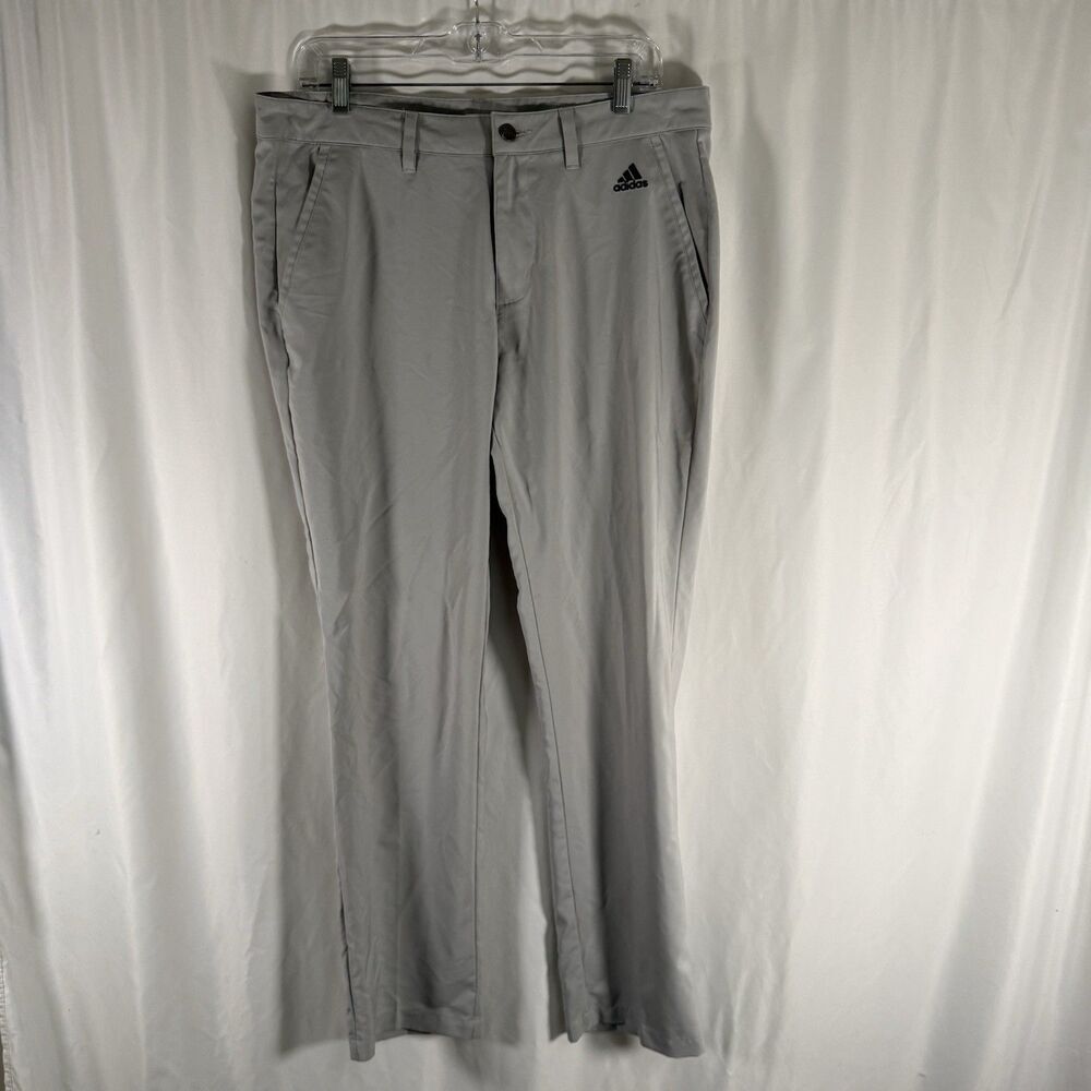 ADIDAS Pants Men's 34x32 Grey Flat Front Golf Slash Pockets Lightweight
